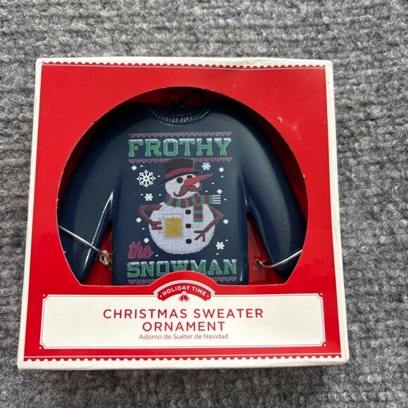 Christmas Sweater Ornament "Frothy The Snowman" Holiday Time Decoration NWT - Picture 1 of 5
